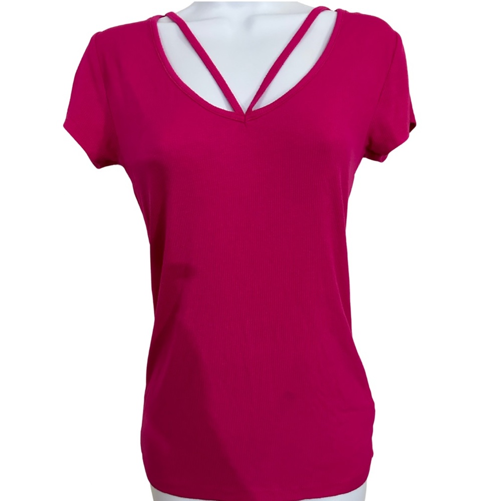 Ambience Magenta Pink Short Sleeve Knit Top Women’s Size Small